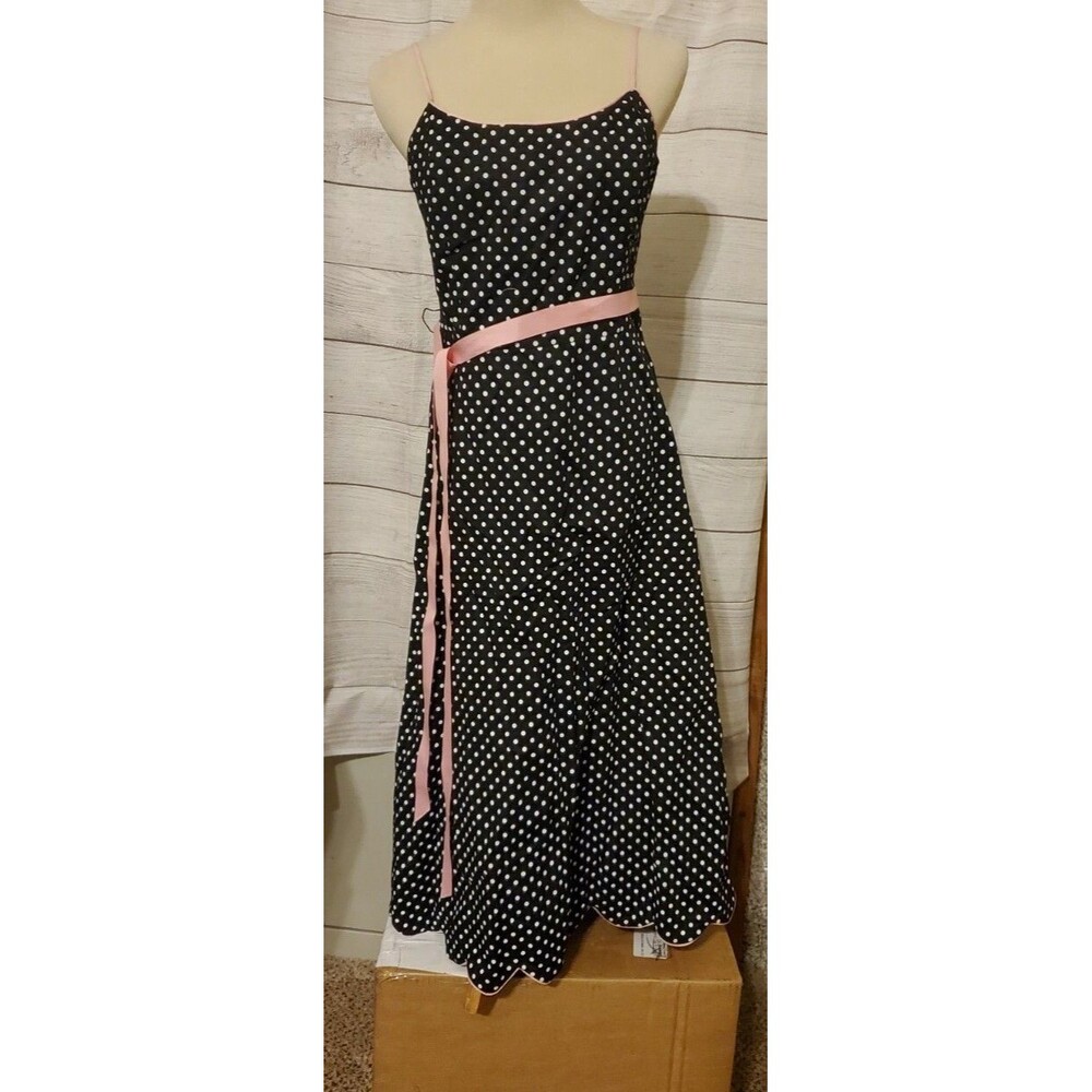 misses Jessica Howard 10 petite black white polka dot sleeveless dress
